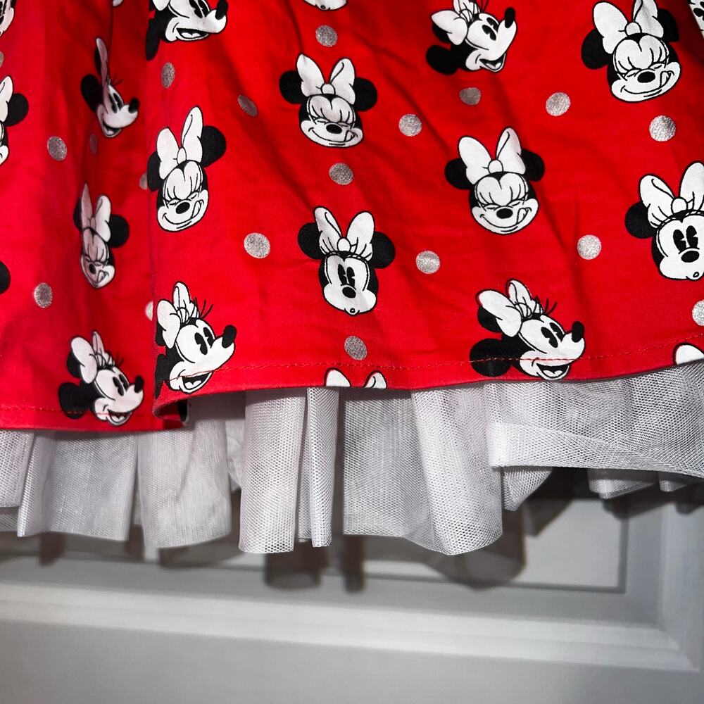 Disney Minnie Mouse Red polka dot Party Dress Tutu Slip girls size 5/6 AOP - Picture 8 of 8